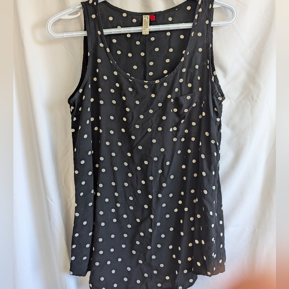 Fresh Produce Black and White Polka Dot Tank Top
